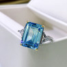 Rectangle Aquamarine 18K gold plated  Sterling Silver Ring
