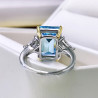 Rectangle Aquamarine 18K gold plated  Sterling Silver Ring
