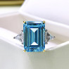 Rectangle Aquamarine 18K gold plated  Sterling Silver Ring