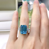 Rectangle Aquamarine 18K gold plated  Sterling Silver Ring