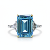 Rectangle Aquamarine 18K gold plated  Sterling Silver Ring