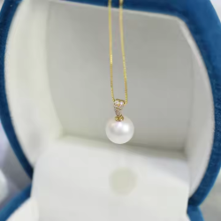 18К шар алт байгалийн дугуй сувдан зүүлт