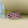 Bow tie Lab created Ruby 18K gold plated  Sterling Silver Ring
