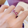 Bow tie Lab created Ruby 18K gold plated  Sterling Silver Ring