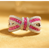 Bow tie Lab created Ruby 18K gold plated  Sterling Silver Ring