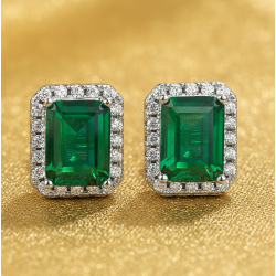 Маргад 18К алтаар  бүрсэн шигтгэж зүүдэг мөнгөн ээмэг