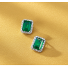 Emerald Stud earring 18K gold plated Silver