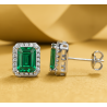 Emerald Stud earring 18K gold plated Silver