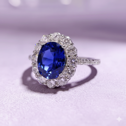 Simulated Sapphire 18K gold plated  Sterling Silver Ring