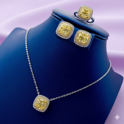 Stud Lab citrine square earring 18K gold plated Silver