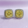 Stud Lab citrine square earring 18K gold plated Silver