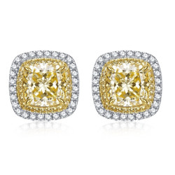 Stud Lab citrine square earring 18K gold plated Silver