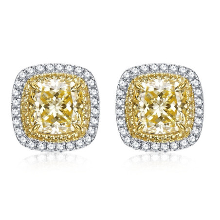 Stud Lab citrine square earring 18K gold plated Silver