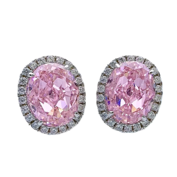 Pink Sapphire 18K gold plated Silver stud earring