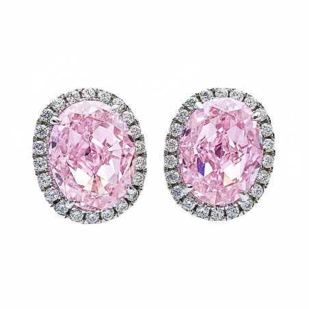 Pink Sapphire 18K gold plated Silver stud earring
