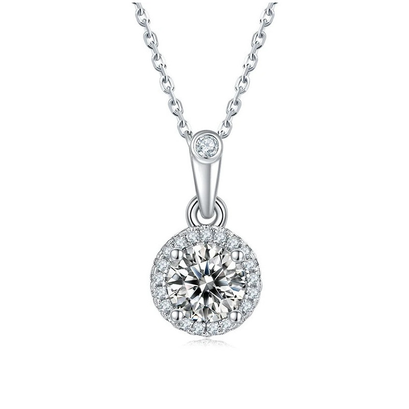 Round shape  Moissanite Gold plated Pendant Chain