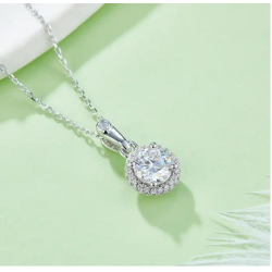 Round shape  Moissanite Gold plated Pendant Chain