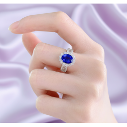 Created Sapphire 18K gold plated  Sterling Silver Ring