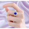 Created Sapphire 18K gold plated  Sterling Silver Ring