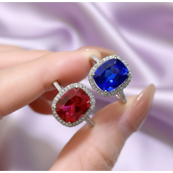 цэнхэр индранил 18К алтаар бүрсэн цэвэр мөнгөн бөгж