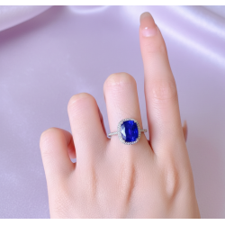 цэнхэр индранил 18К алтаар бүрсэн цэвэр мөнгөн бөгж