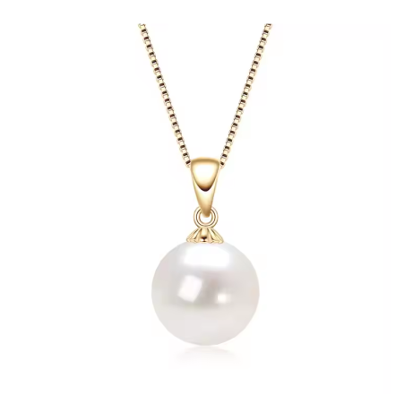 Natural Round Pearl Pendant 18K Yellow Gold