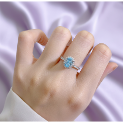 Lab Aquamarine 18K gold plated  Sterling Silver Ring