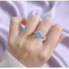 Lab Aquamarine 18K gold plated  Sterling Silver Ring