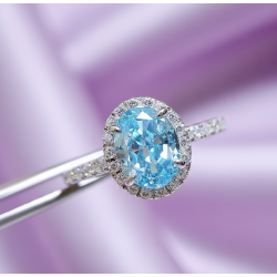 Lab Aquamarine 18K gold plated  Sterling Silver Ring