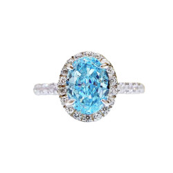 Lab Aquamarine 18K gold plated  Sterling Silver Ring
