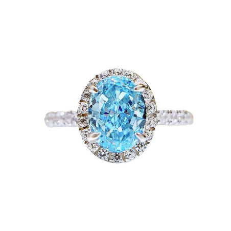 Lab Aquamarine 18K gold plated  Sterling Silver Ring