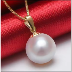Natural Round Pearl Pendant 18K Yellow Gold
