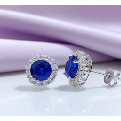 цэнхэр индранил 18К алтаар бүрсэн шигтгэж зүүдэг мөнгөн ээмэг