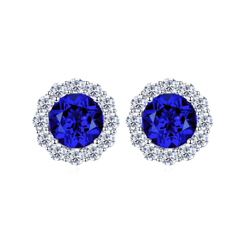 Lab Sapphire 18K gold plated Silver stud earring