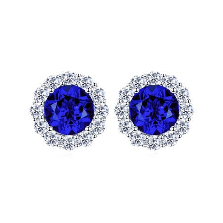 Lab Sapphire 18K gold plated Silver stud earring
