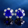 Stud earring Lab Sapphire 18K gold plated Silver