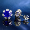 Stud earring Lab Sapphire 18K gold plated Silver