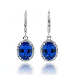 Lab Sapphire 18K gold plated  Sterling Silver Dangle Earring