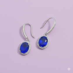 Lab Sapphire 18K gold plated  Sterling Silver Dangle Earring