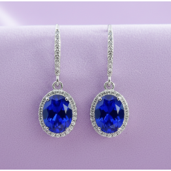 Лаб индранил 18К алтаар бүрсэн цэвэр мөнгөн унжсан ээмэг