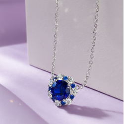 Лаб индранил 18К алтаар бүрсэн цэвэр мөнгөн зүүлт гинж