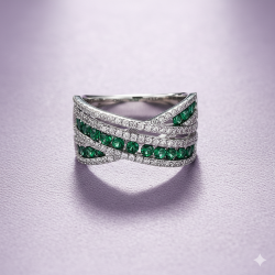 Twisted Lab created Emerald 18K gold plated  Sterling Silver Ring