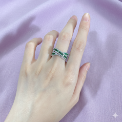 Twisted Lab created Emerald 18K gold plated  Sterling Silver Ring