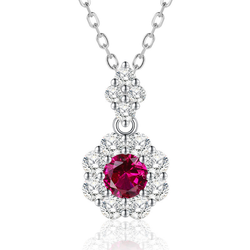 Ruby 18K gold plated  Sterling Silver Pendant chain