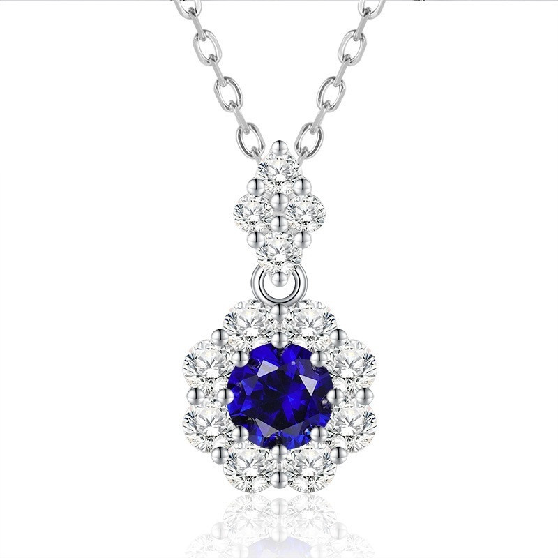 Sapphire 18K gold plated  Sterling Silver Pendant chain