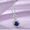 Sapphire 18K gold plated  Sterling Silver Pendant chain