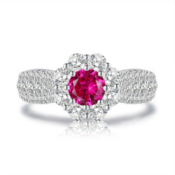 Lab Ruby 18K gold plated  Sterling Silver Ring