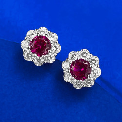 Blue Sapphire 18K gold plated Silver stud earring