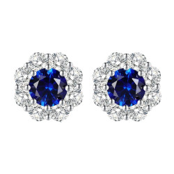 Blue Sapphire 18K gold plated Silver stud earring