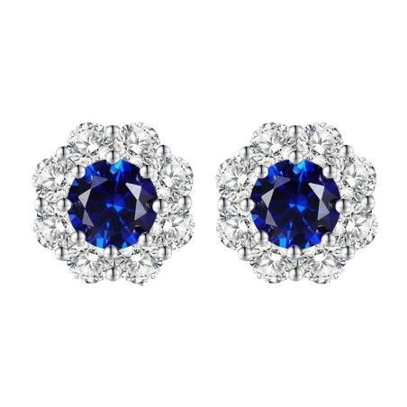 Blue Sapphire 18K gold plated Silver stud earring